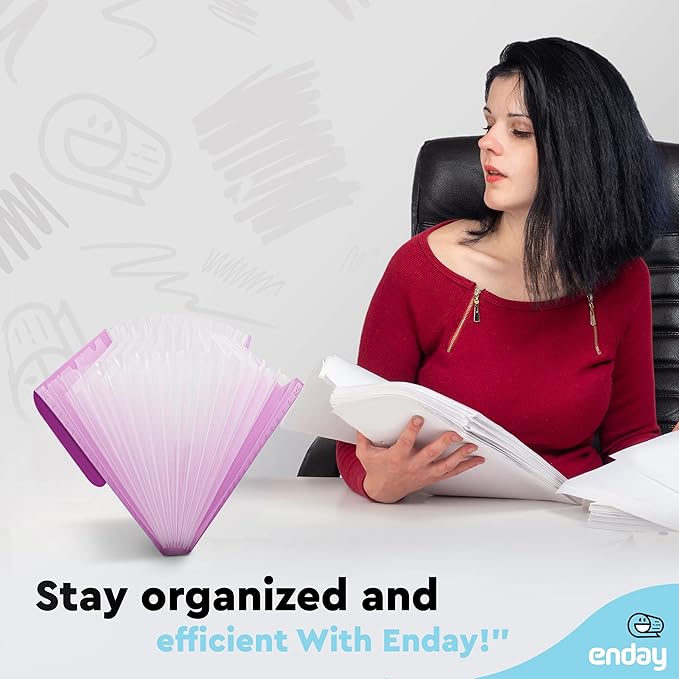 Accordion File Organizer 13 Pocket Expanding File Folder with Labels, Accordion File Organizer Letter Size Letter A4 Paper for Receipts, Bills and Documents 13" x 9.5” –By Enday