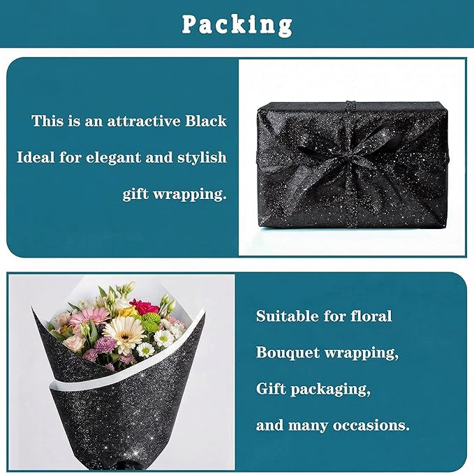 16" × 30ft Black Glitter Bulletin Board Roll Reusable Board Background Paper Wallpaper DIY Art Crafts Poster Paper Classroom Bulletin Board Decor for School Office Arts Crafts Home Wall Decor Supplies