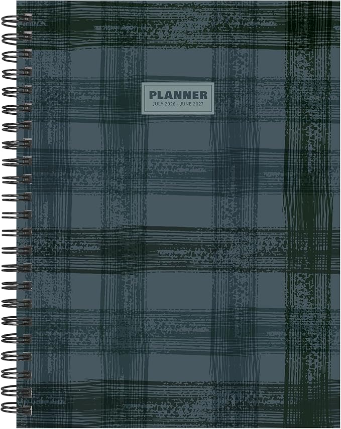 TF Publishing July 2026 - June 2027 Blue Flannel Medium Weekly Monthly Planner - 12 Month Academic Planner 2026-2027 with Durable Cover, Thick Uncoated Paper and Planning Stickers - 6.5 x 8 in