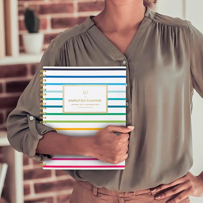 AT-A-GLANCE 2027 Planner, Simplified by Emily Ley, Weekly & Monthly, 8.5" x 11", Happy Stripe (EL57-905-27)
