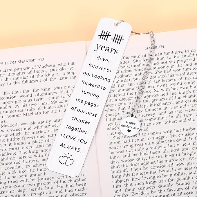 10th Anniversary Tin Gifts for Him Her - 10 Year Wedding Bookmark for Husband Wife, Romantic Ten Year Wedding Gift for Husband, Couples 10th Anniversary Milestone, Tin or Aluminum Gifts for 10th