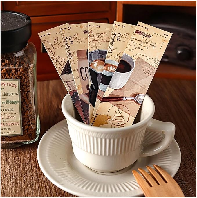Vintage Retro Style Bookmarks, 30PCS (Café Wanderlust)