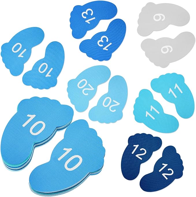 Outus 48 Pcs Carpet Feet Spots, Line up Sit Foot Spots for Classroom Floor, Carpet Markers for Classroom Rug Teacher Supplies, School Decoration(Blue Series)