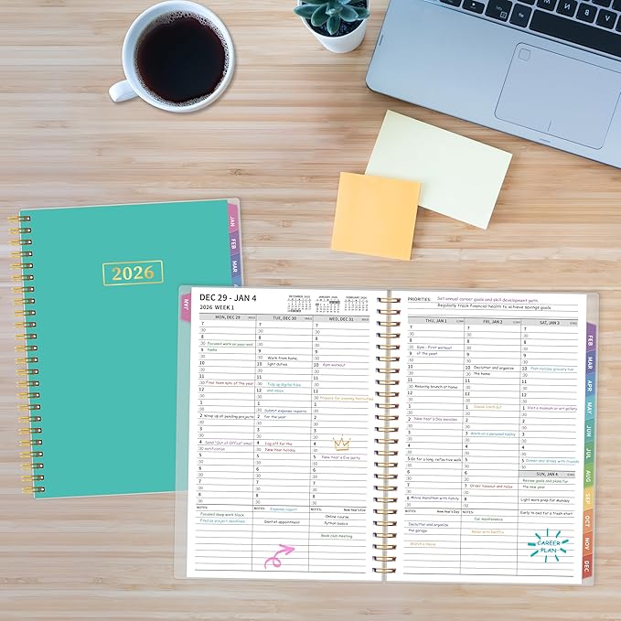 2026 Appointment Book, 30 Minutes-Hourly, Weekly ＆ Monthly Calendar Planner 2026, Jan 2026 - Dec 2026, 6.2'' x 8.4'', 2026 Daily Planner with Tabs ＆Pocket, Flexible Cover, Great for Office, Home, School