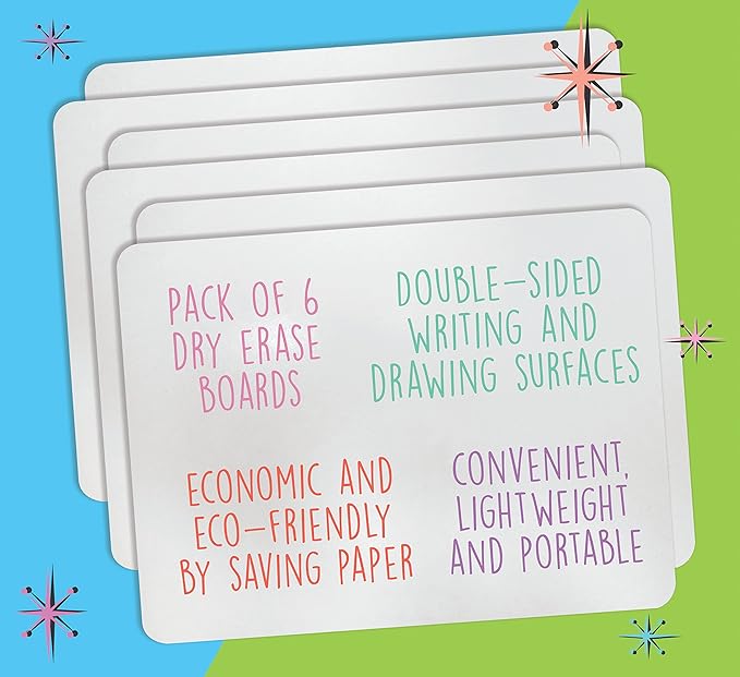 Better Office Products Premium Dry Erase Boards, 9" x 12", Double Sided Lapboards, Small White Board Pack, Classroom Lapboards for Students, (6 Pack)