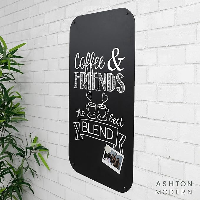 Metal Magnetic Chalkboard for Wall - 17 x 31.5 Inch Large Chalk Board Sign Board for Wall, Magnet Board, Blackboard Food Truck Menu Board for Kitchen, Hanging Signs - Rectangular