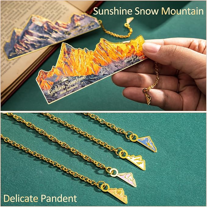 Vintage Bookmarks for Reading, 4 Pieces Sunshine Snow Mountain Book Marks, Gifts for Book Lovers, Bookmark for Women, Men, Teachers, Childern, Book Tracker Bookmarks Book Supplies