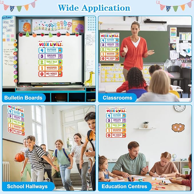 D4DREAM Voice Level Chart for Classroom - Voice Level Classroom Rules Posters Policies Educational Poster for Classrooms Decor Classrooms Posters Elementary for Back to School Teachers Supplies