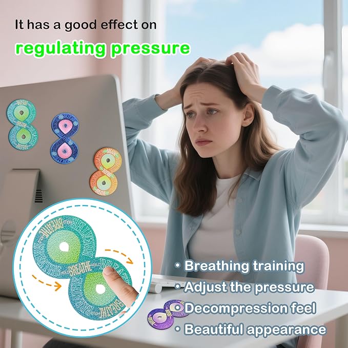 Calm Strips for Anxiety Sensory Stickers Anti Stress Tactile Textured Stickers Combined with Breathing Exercise for Fidget Strips Suitable for Students and Adults (40 PC)