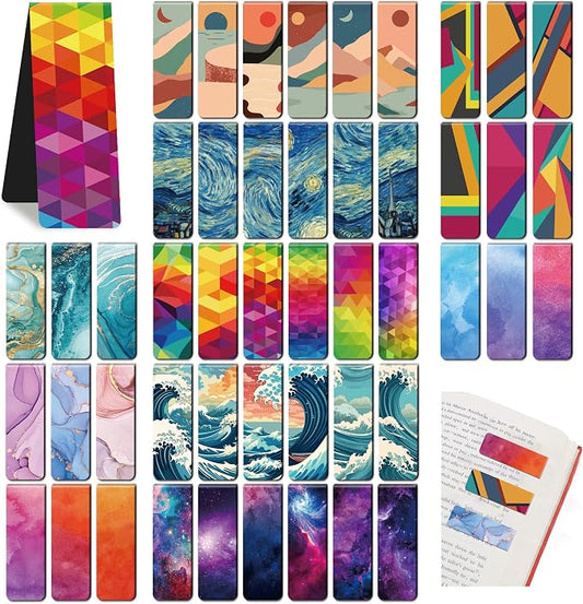 48Pack Magnetic Bookmarks for Reading Women Men Teacher Book Lovers Gifts, Bookmarks Bulk Personalized Bookmark Magnet Bookmark Clips Cute Pretty Funny Book Markers (multi-colored-02)