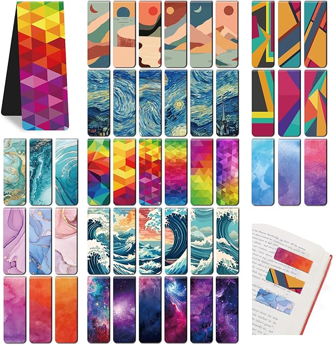 144Pack Magnetic Bookmarks for Reading Women Men Teacher Book Lovers Gifts, Bookmarks Bulk Personalized Bookmark Magnet Bookmark Clips Cute Pretty Funny Book Markers (multi-colored-02)
