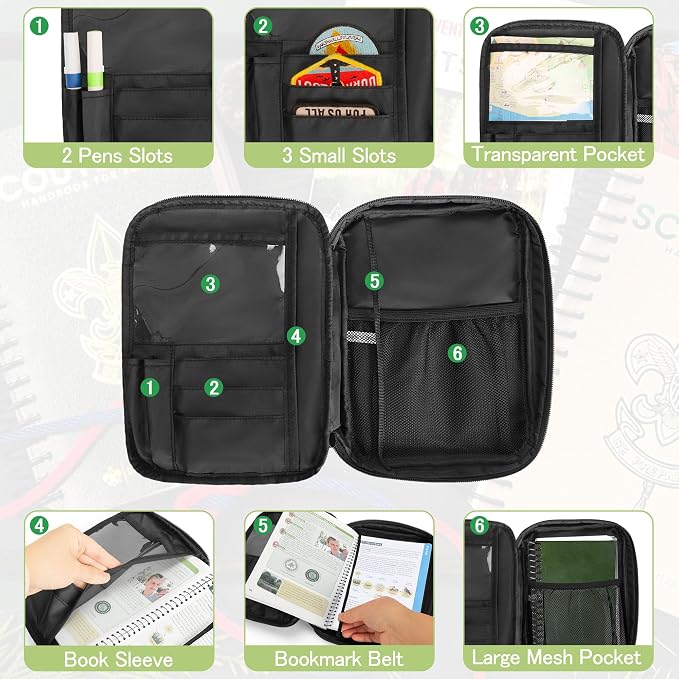 Damero Handbook Cover Compatible with BoyScouts Handbook, Book Sleeve Protector for BoyScouts Manuals