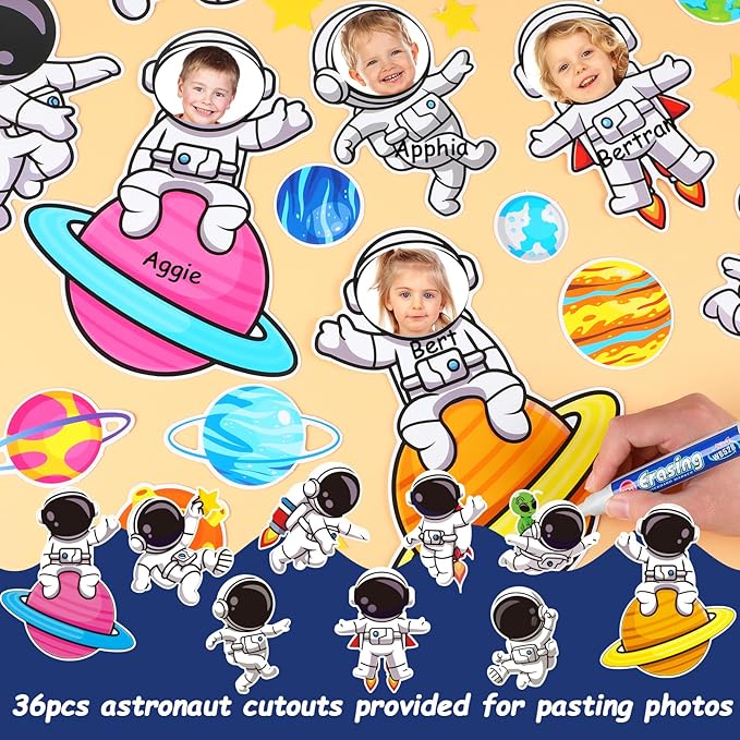 Justforjoyful Outer Space Astronaut Bulletin Board Decorations Space Theme Classroom Decor Back to School Galaxy Borders Blast into a Learning Adventure Rocket Solar System Planet Paper Cutouts Kids