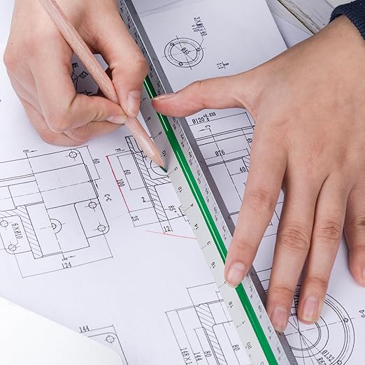 Mr. Pen- Architectural Scale Ruler, 12 Inch, 2 Pcs, Black & White, for Blueprints, Contractor, Architect, Drafting