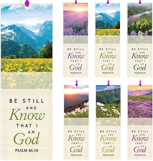 Dispowreath 60 Pcs Be Still and Know that I Am God Bookmarks Religious Psalm 46: 10 Bookmarks Church Exchange Gifts for Sunday School Vbs Church Prizes Party Favors