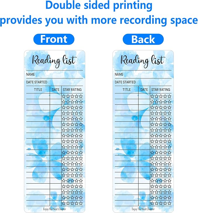 80pcs Bookmark Reading List Library Card Book Tracker Notecards for Student Lover Prize Teacher School Bookworm Accessories Blue