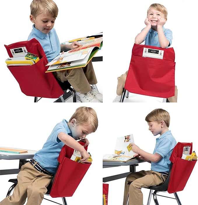 Seat Sack Elastic Back Storage Pocket, 12 to 17 Inches, Red