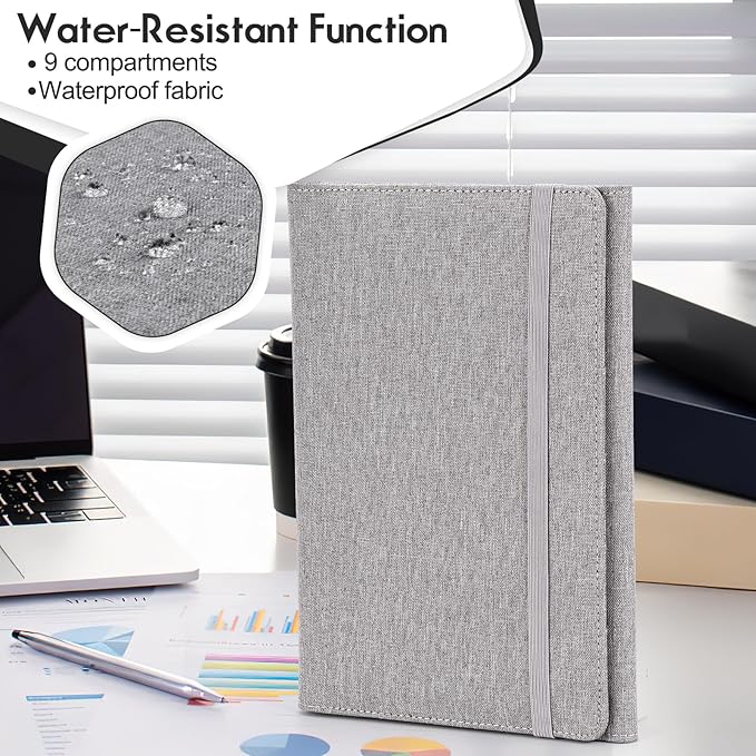Trifold Planner Cover for Rocketbook Smart Notebook | Executive Size A5 (8.8"x6") Portfolio Organizer with File Pocket | Waterproof Protective Case for Rocketbook & Accessories (Gray)