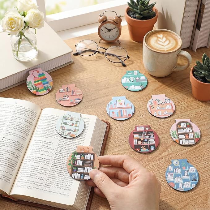 AmazingSpark 50 Pcs Magnetic Reading Bookmarks Bulk Bookshelf Magnet Awards for Book Lover Motivational Book Marker Clips for Students Teacher Office Classroom Incentives