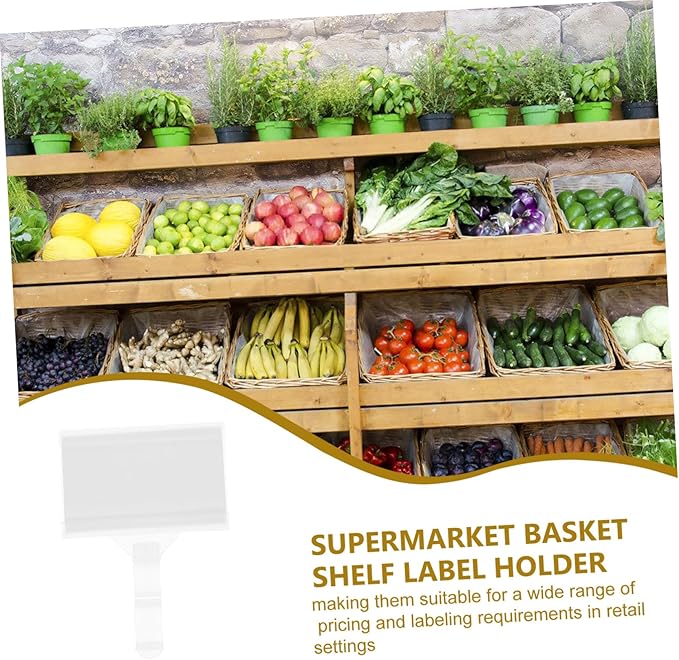 GLEAVI 60pcs Plastic Hook-style Price Tag Holders for Retail Shelving Easy to Install Label Holders for Supermarkets and Stores and Versatile Card Displays