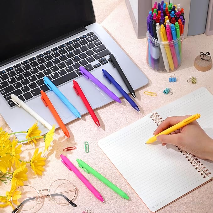 Crtiin 30 Pcs Gel Pens Bulk, 0.5mm Fine Point Black Ink Pens, Retractable Smooth Writing Quick Dry, Colored Aesthetic for School Office Journaling Teacher Appreciation Mother Day (Colorful)