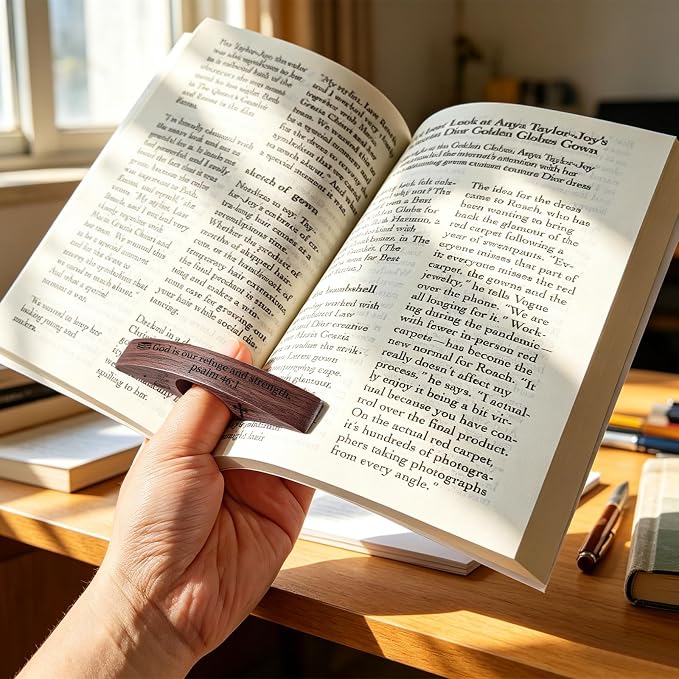 Thumb Page Holder – Smooth Finish Wood Book Clip for Reading, One-Handed Reading Accessories, Ideal Gifts for Teachers, Students & Women Book Lovers