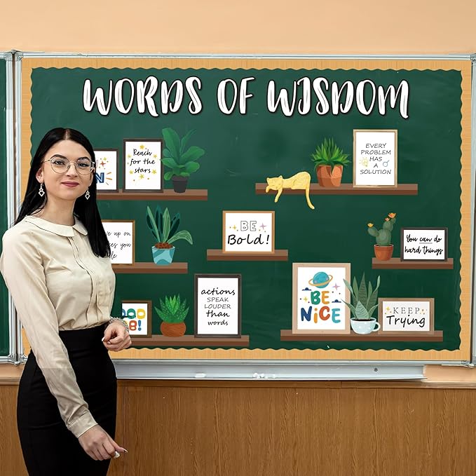 VABAMNA Bulletin Board Decorations for Classroom, 74Pcs Greenery Positive Affirmation Motivational Cutouts Classroom Must Haves for Teacher School Library Welcome Back to School Door Wall Decor