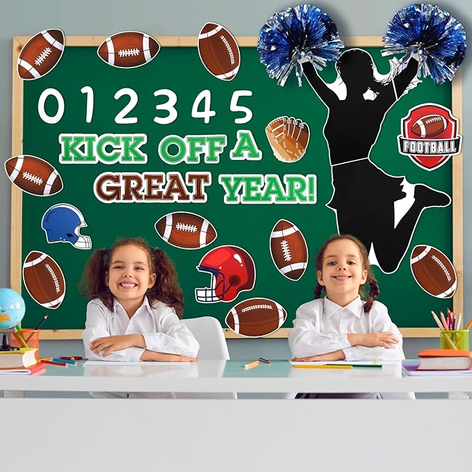 TaoBary Football Bulletin Board Decorations Set 3D Kick Off a Great Year Football Classroom Decorations Back to School Bulletin Boards Cutout for Sports School Classroom Blackboard
