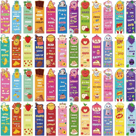 144PCS Scented Bookmarks Scratch and Sniff Bookmark Bulk Paper Bookmarks for Kids Adults Women Students Readers Book Lovers Gifts, 48 Styles Fun Cute Bookmark Inspirational Book Marks with Pun Quotes