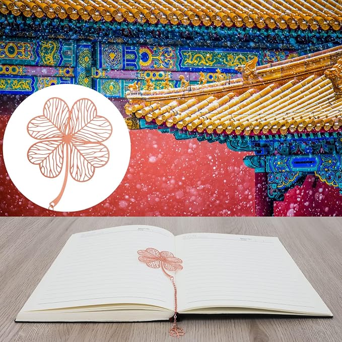 4pcs Vintage Metal Leaf Bookmarks with Pendant, 4 Styles Exquisite Hollow Metal Leaf Bookmark, Bookish Gift for Book Lovers Readers Teens Adults Women Men