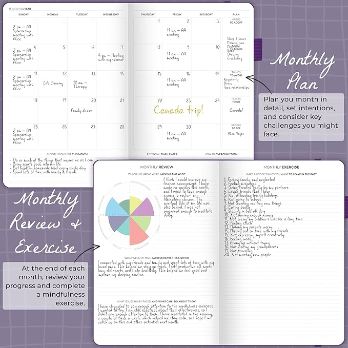 Clever Fox Addiction Recovery Journal Large – Guided Sobriety Workbook for Alcohol, Drug, Gambling, Eating & Other Addictions – Daily Planner to Support Recovery Progress, 8.3x11” (Purple)