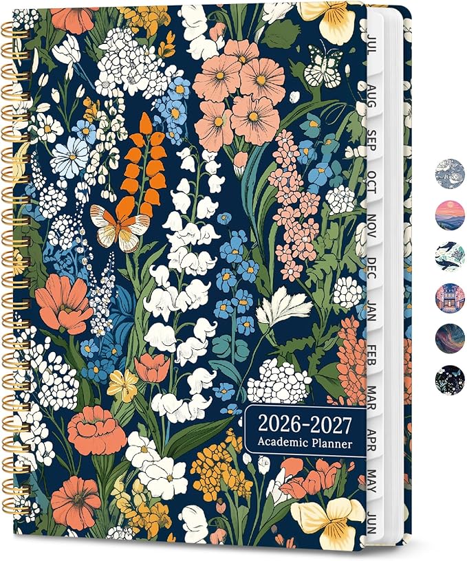 Planner 2026-2027, Hardcover Monthly and Weekly Academic Planner July 2026 - June 2027, Teacher and Student Calendar Agenda Book with Tabs, A4 (8.5" x 11"), Ideal for School and Office, Botanical Tapestry