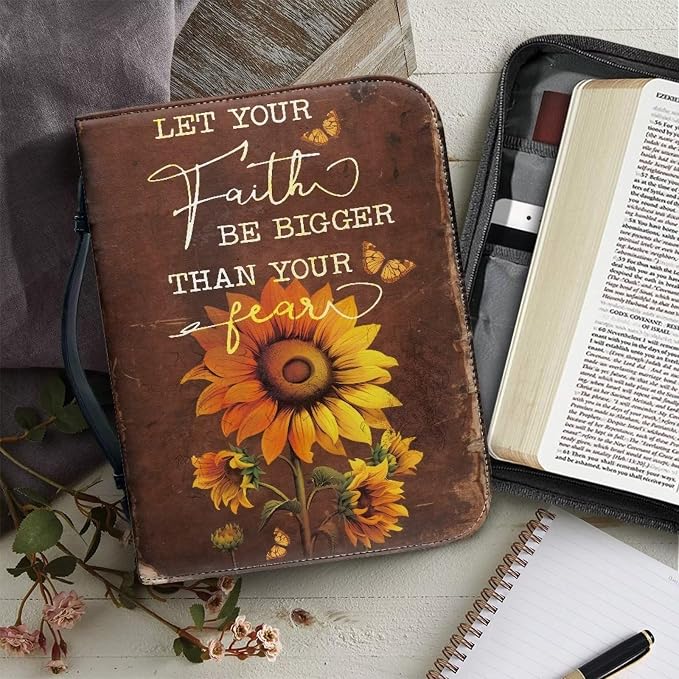 Sunflower Fall Women Bible Carrying Case - Multi-Purpose Bible Carrier - Lightweight Bible Cover for Woman - Large Size