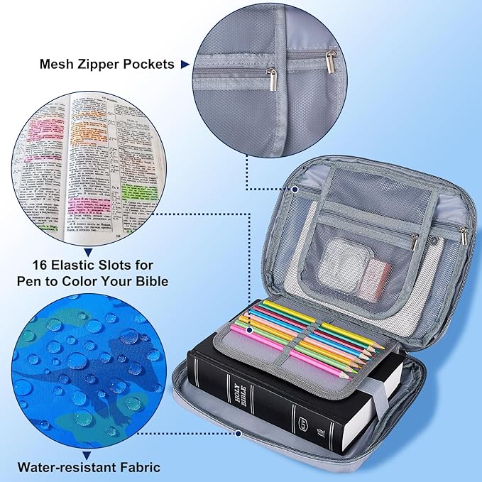 ICOSY Bible Cover Case for Women Girls Kids Bible Bag Case with Handle Kids Girls Bible Study Accessories Supplies