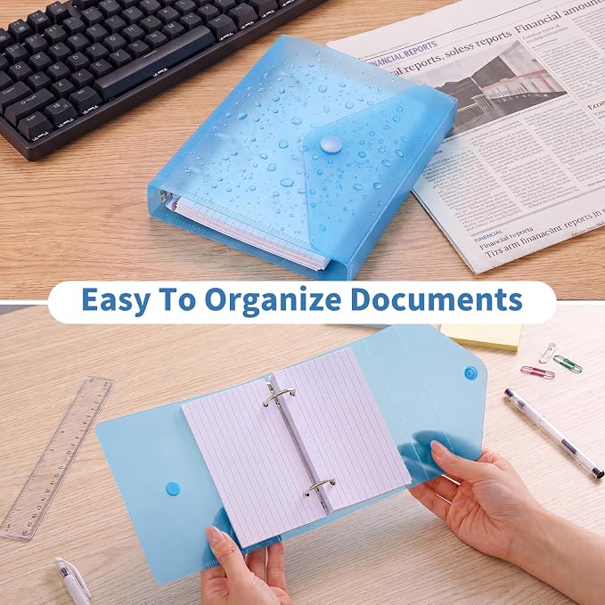 3x5 Index Card Binder, Index Cards with Ring and Dividers - 100 Lined Page Index Card Organizer Case with Snap Closure for Study, Recipe Cards, Office Use(Blue)