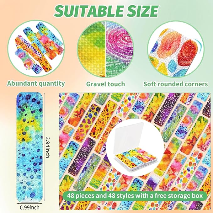 48 Pieces Calm Anxiety Sensory Stickers - Sensory Strips Different Textures with Storage Box for Office - Adult & Teen Stress and Fidget Relief Stickers (Mottle Style)