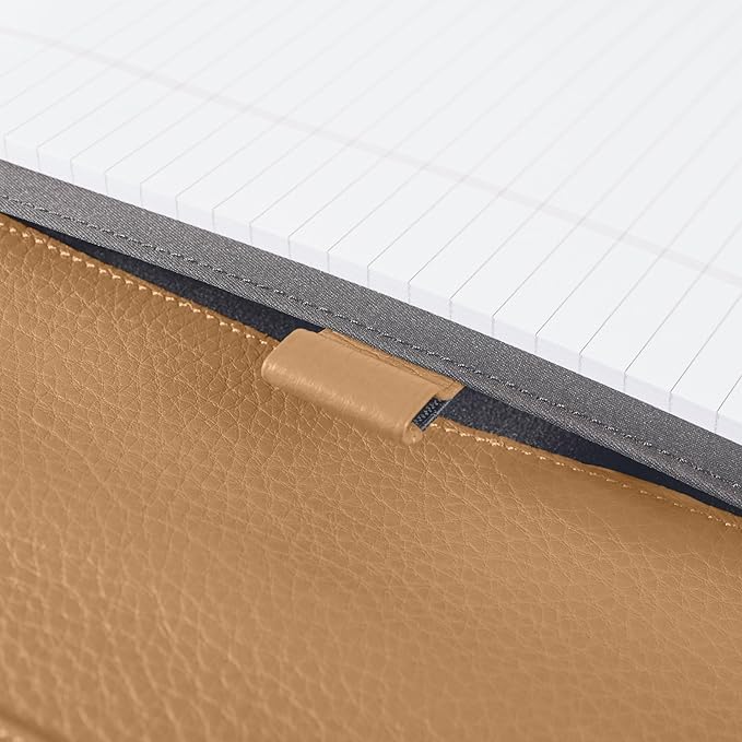 Leatherology Camel Leatherology Left-Handed Executive Zippered Portfolio - Designed for Left-Hand use, fits A4 and Letter-Size Paper, Includes Expandable Pen Loop