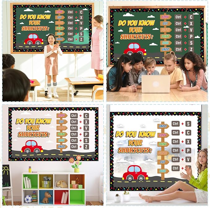 Computer Lab Bulletin Board Set Shortcuts Classroom Decorations Computer Keyboard Bulletin Board Inspirational Technology Shortcuts Car Road Cutouts for Back to School Classroom Chalkboard Wall Decor