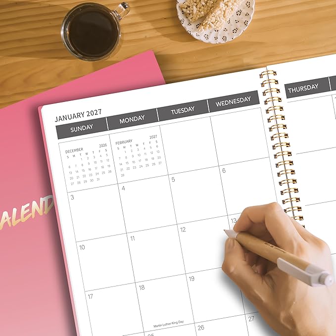Monthly Planner 2026-2027, 2026 Calendar 18 Months Planner, January 2026 - June 2027, 8.5" x 11", 2026 Academic Calendar Hard PVC Cover with Spiral Bound, Perfect for School & Office for Women & Men