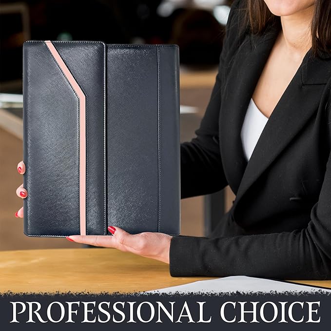 Padfolio for Women, Leather Padfolio Perzonalized, Legal Pad Portfolio with 2 Notepads, Black Letter Padfolio.