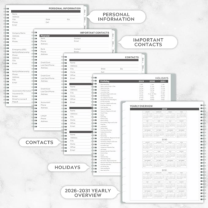 2026-2031 Monthly Planner/Calendar - 5 Year Planner from Jul.2026 - Jun.2031, 60 Month, 9" x 11", Monthly Calendar 2026-2031, 5 Year Calendar - Grey