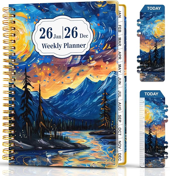 2026 Planner from Jan.2026 - Dec.2026, 6.3" X 8.5" Weekly Monthly Planner, Daily Planners Spiral Bound, Hardcover Agenda 2026 Planners for School Office