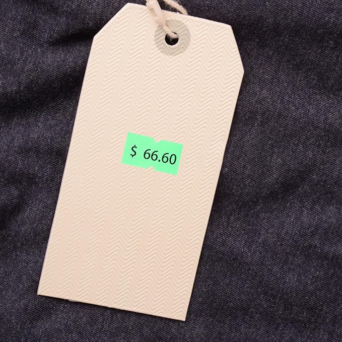 Zerodeko 5000pcs Self-Adhesive Price Tag Paper Labels 10 Rolls Fluorescent Green Single-Row Market Cost Marking Labels for Supermarket Price Guns