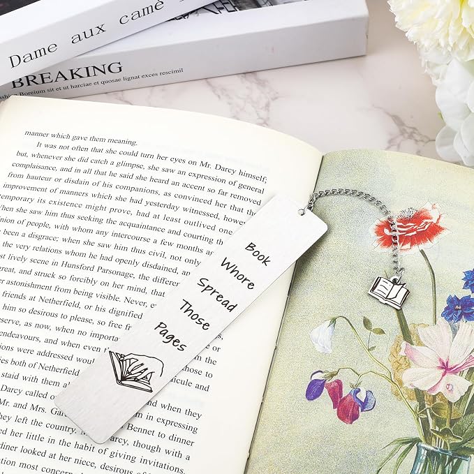 Funny Bookmarks for Women Men Book Lover Gifts Spread Those Pages Metal Bookmark Graduation Gift Book Club Friendship Birthday Gift for Her Him Coworker Christmas Stocking Stuffers