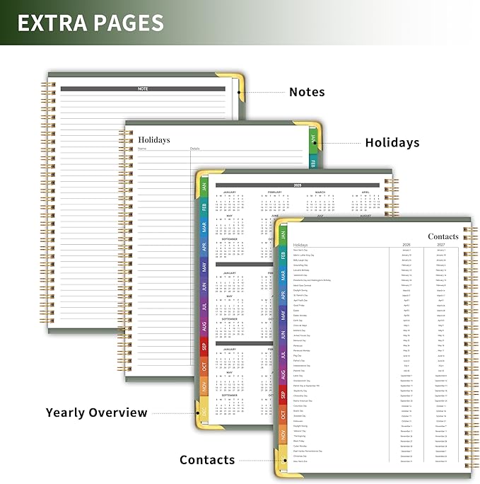 Planner -2026, Hardcover Weekly & Monthly Calendar Planner, January 2026 - December 2026, 8.5" x 11", Daily Agenda Book with Colorful Tabs, College Organizer Notebook, School & Work Supplies for Student Teacher Classroom