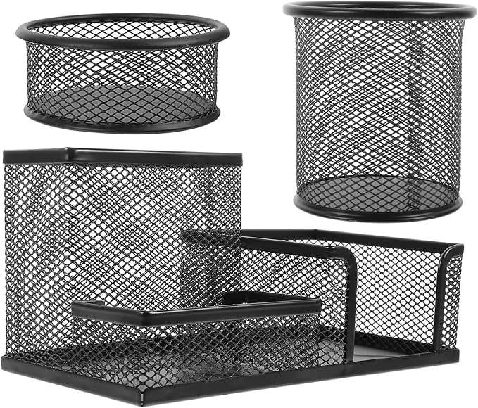 Amosfun Pen Holder Desktop Wire Mesh Desk Organizer Stationary Storage Rack School Home Office Art Supplies