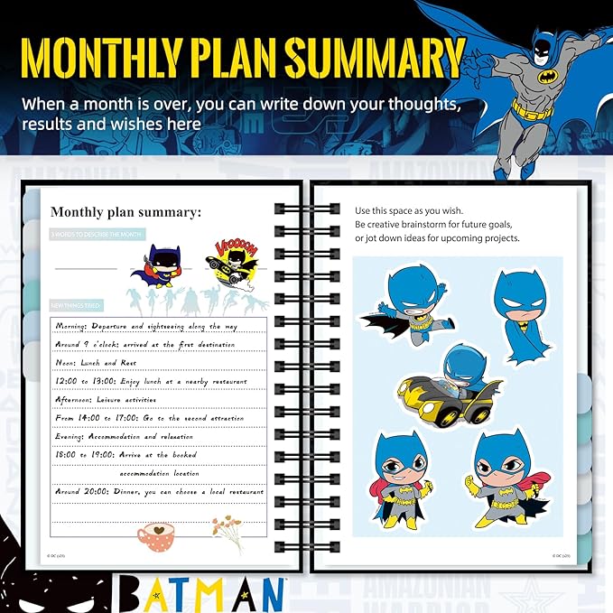 Batman Planner 2026 Notebook, Superhero Weekly Monthly Planner Hardcover Journal with 12 Tabs for Adults Teens Organizer Lovers Gift (Plan C)
