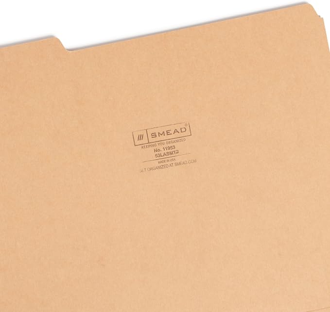 Smead Standard File Folders, 100 Count, Assorted Pastel Colors, 1/3-Cut Tabs, Letter Size (11953)
