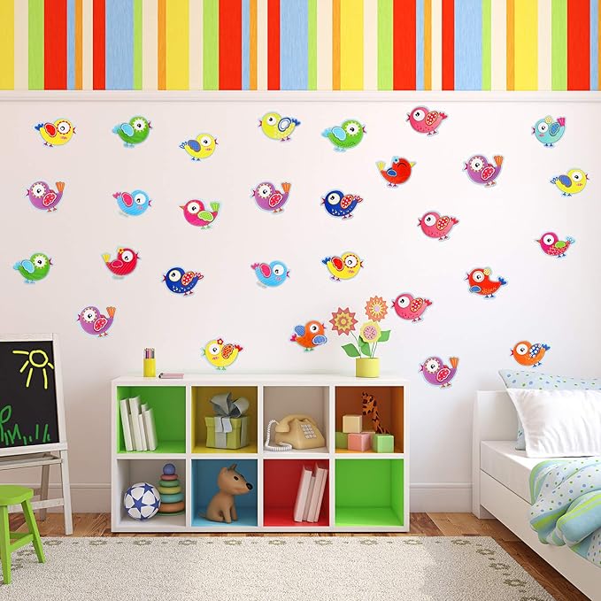 72 Pieces Boho Birds Cut-Outs Multicolor Bird Cutouts Bird Bulletin Board Decorations for Classroom Birthday Party Supply