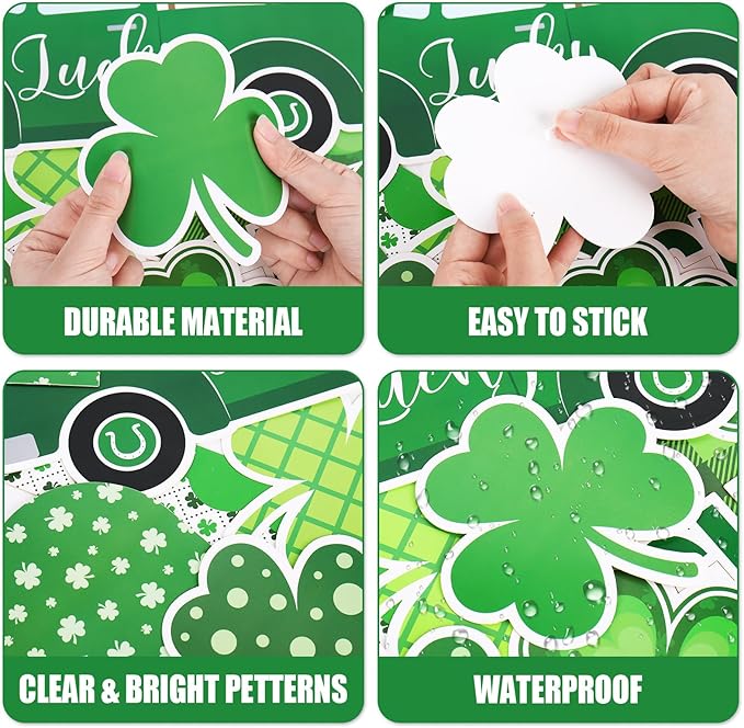 JarThenaAMCS St. Patrick' s Day Bulletin Board Classroom Decorations Set Our Class is Full of Lucky Charms Shamrock Irish Clover Truck Paper Cutouts for School Classroom Chalkboard Wall Decor Supplies